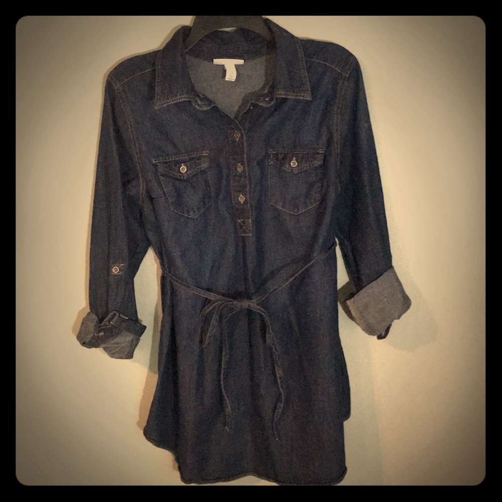 Maternity dark denim tunic